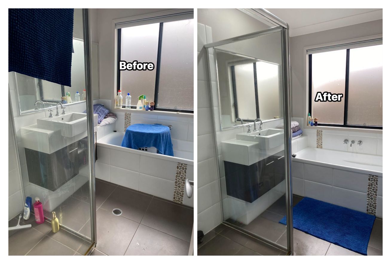 Real Pineapple Cleaning job, before and after — full bathroom