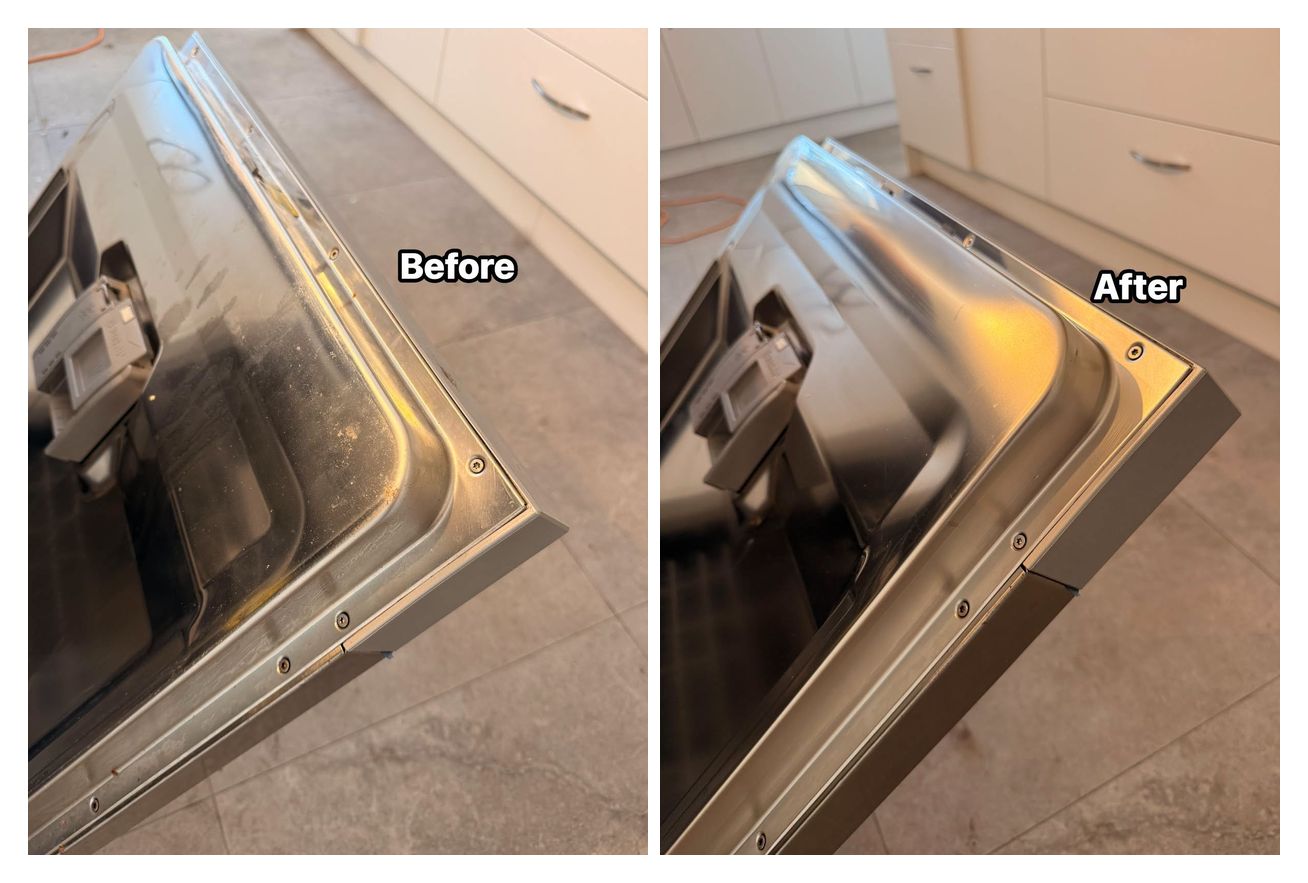 Real Pineapple Cleaning job, before and after — oven and dishwasher